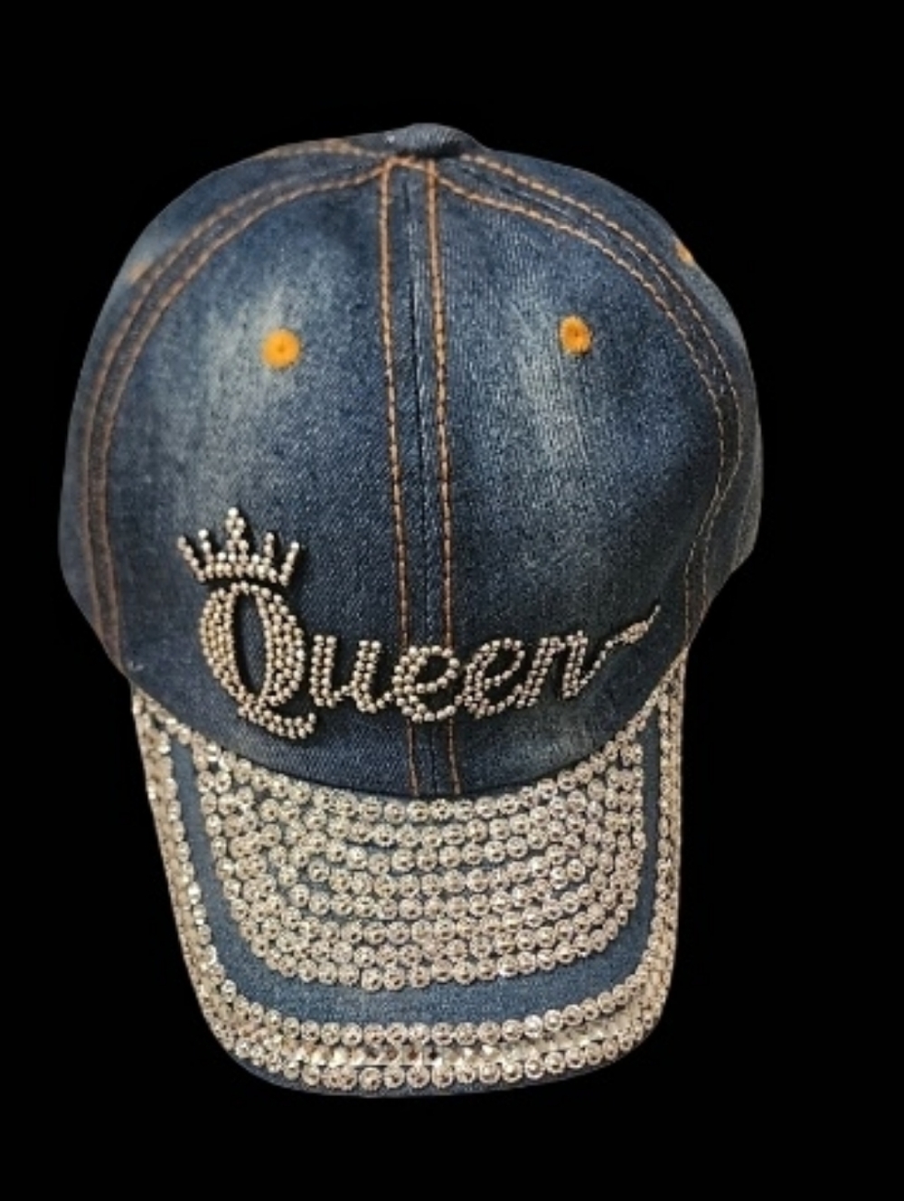 💎Denim Bedazzled Brim "Queen" Baseball Cap👑